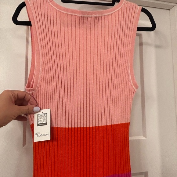 NWT 89th & Madison Powder Pink, Orange, Fuchsia Ribbed Midi Dress - Picture 3 of 7